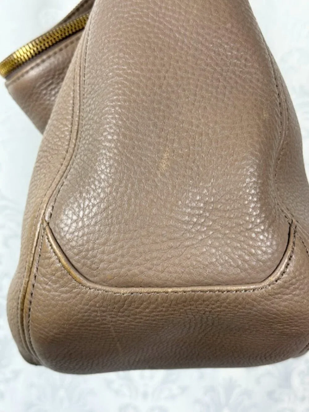 J. Crew Taupe Leather Slouchy Hobo Purse - Gold tone Hardware